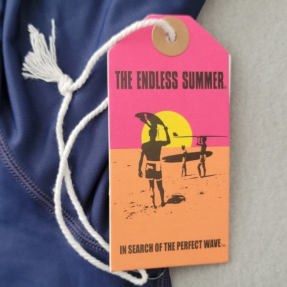 The Endless Summer Mens Graphic T Shirt Blue Pink Fish Print Long Sleeve XL New - Picture 7 of 8